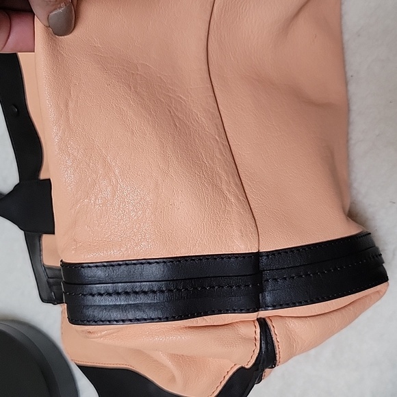 Authentic Chloe Alison Soft Leather Tote in Salmon with Black Leather Trim